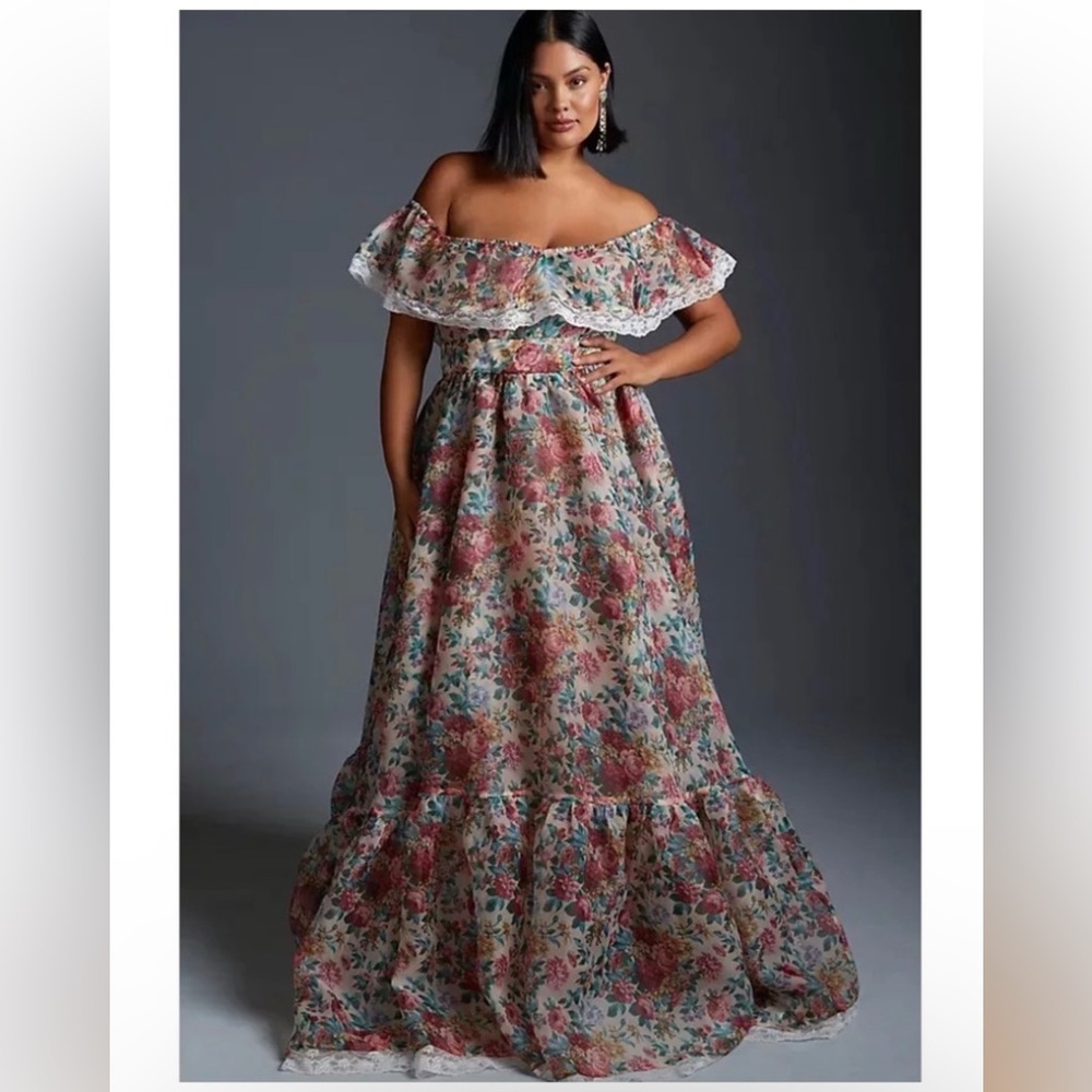 Selkie Romance Novel Floral Maxi Dress with Ruffle Details